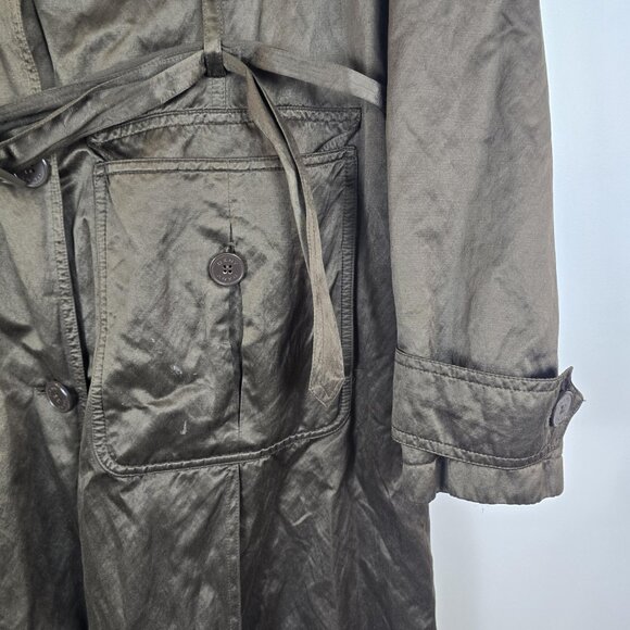 DKNY Womens Brown Trench Coat Lightweight Tie Waist Jacket Large - Picture 8 of 16